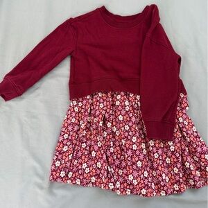 Cat &Jack: Floral Burgundy Sweatshirt Dress